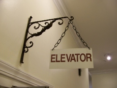 Hanging Sign above the Elevator